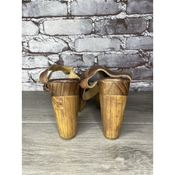 Bed Stu Brown Leather Platform Ankle Strap Wooden Heels Women’s Sz 8M US/38.5EU - Picture 5 of 16